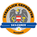 Logo certified ski guide, skiing instructor